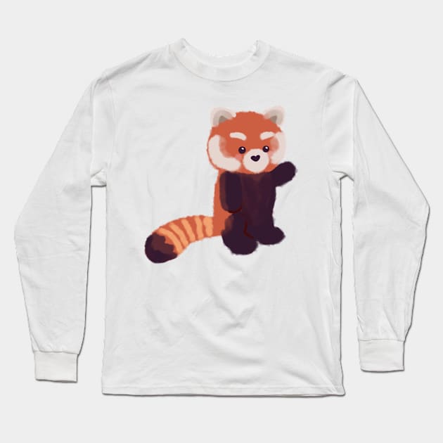 Cute red panda standing Long Sleeve T-Shirt by Mayarart